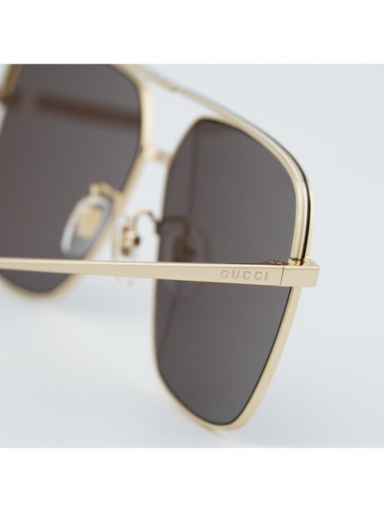 Gucci GG1099SA 003 Sunglasses Gold Aviator Frame, Brown Lenses main image 7